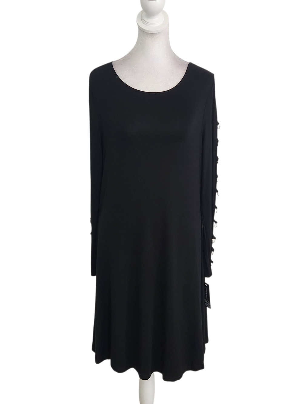 Cable & Gauge Black Cutout Long Sleeve Knit Mini Dress Size Medium NWT
